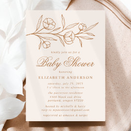 Mandel och kopparskissad blomsterbabyfest inbjudningar