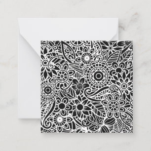 Mandela Blommigt Black White Modern Roligt Gift Anteckningskort