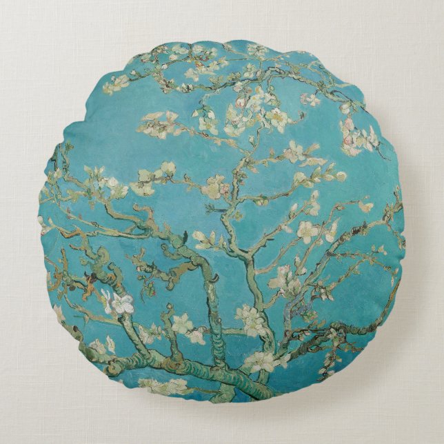 Mandelblom, Oljemålning, Vincent Van Gogh Rund Kudde (Framsidan)