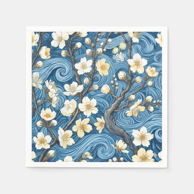Mandelblommor i Van Gogh-stil Pappersservett (Framsidan)