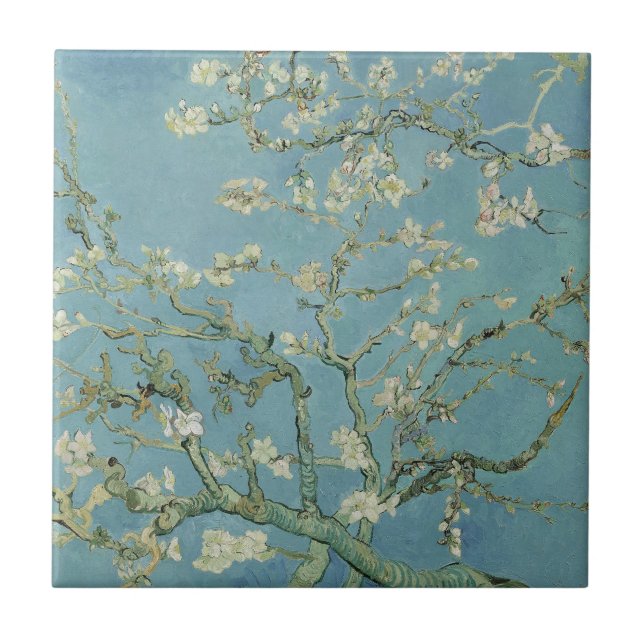 Mandelblomning av Vincent Van Gogh Keramisk Kakel (Framsidan)