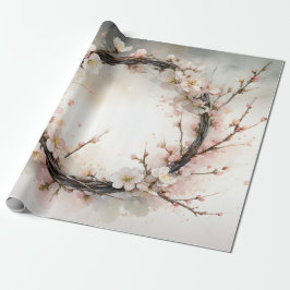 Mandelblomning Blommig Krans Vattenfärg Presentpapper