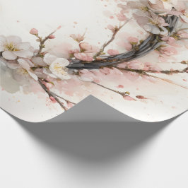 Mandelblomning Blommig Krans Vattenfärg Presentpapper