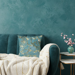 Mandelblomning Floral Boho Blå Klassisk Konst Kudde
