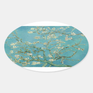 Mandelblomningar av Vincent Van Gogh Finkonst Ovalt Klistermärke