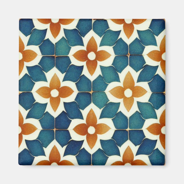 Mandelbrat Moroccan Tile Mönster Magnet (Framsidan)