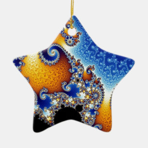 Mandelbrot blått dubblerar spiral Fractal Julgransprydnad Keramik