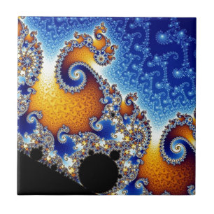 Mandelbrot blått dubblerar spiral Fractal Kakelplatta