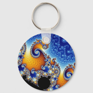 Mandelbrot blått dubblerar spiral Fractal Nyckelring