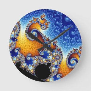 Mandelbrot blått dubblerar spiral Fractal Rund Klocka