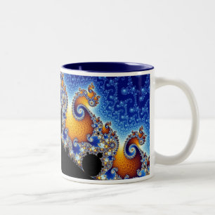 Mandelbrot blått dubblerar spiral Fractal Två-Tonad Mugg