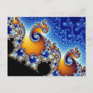 Mandelbrot Blue Dubbla Spiral Fractal Vykort