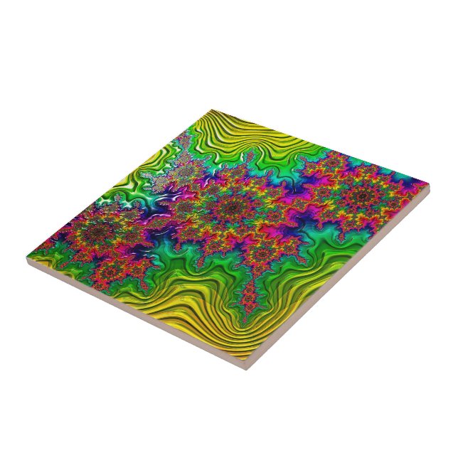 Mandelbrot Färg Explosion Ceramic Tile Kakelplatta (Sidan)