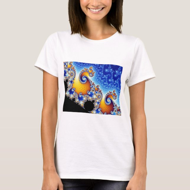 Mandelbrot fastställd tvådimensionell FractalShape Tee Shirt (Framsida)