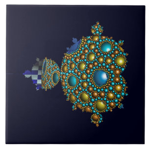 Mandelbrot Fractal Apolloniska havsblått Guld Kakelplatta