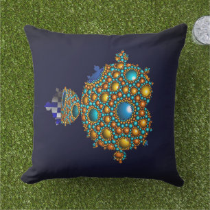 Mandelbrot Fractal Apolloniska havsblått Guld Kudde