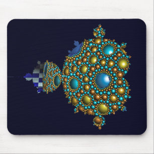 Mandelbrot Fractal Apolloniska havsblått Guld Musmatta