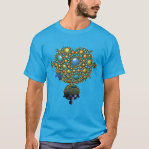 Mandelbrot Fractal Apolloniska havsblått Guld T Shirt