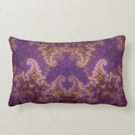 Mandelbrot Fractal Art Abstrakt Lila och Guld Lumbarkudde