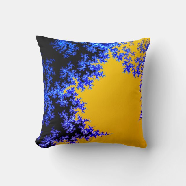Mandelbrot Fractal Guld Blue två Kudde (Framsida)
