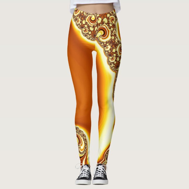 Mandelbrot Fractal Orange Leggings (Framsida)