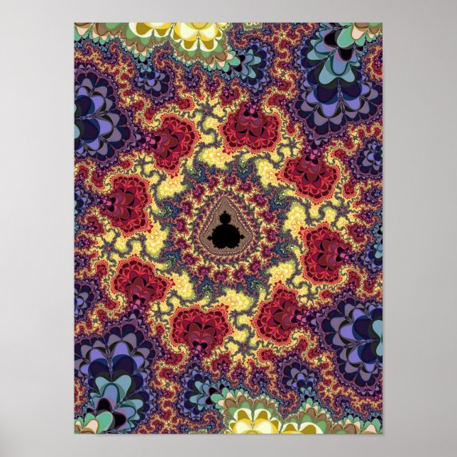 Mandelbrot Fraktal Universum Psykedelisk Gobeläng  Poster (Framsidan)