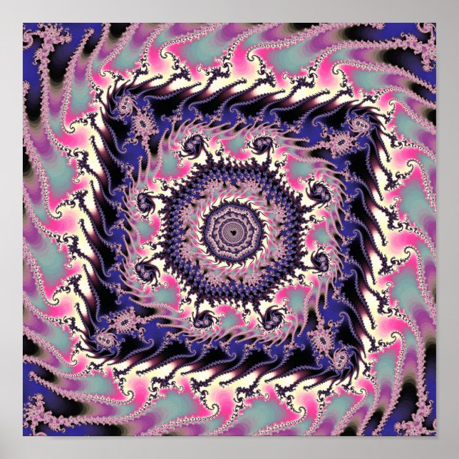 Mandelbrot fyrkantig fraktal poster (Framsidan)