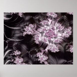 Mandelbrot Set Fractal Digital Art Rosa & Black Poster