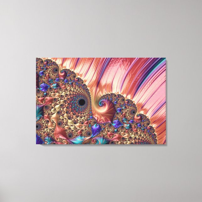 Mandelbrot Set Fractal Digital Art Rosa & Guld Canvastryck (Framsida)