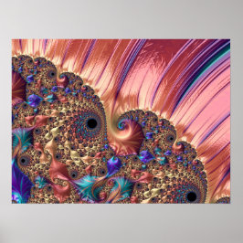 Mandelbrot Set Fractal Digital Art Rosa & Guld Poster