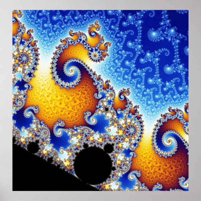 Mandelbrot Set Satellite Dubbla Spiral Fractal Poster (Framsidan)