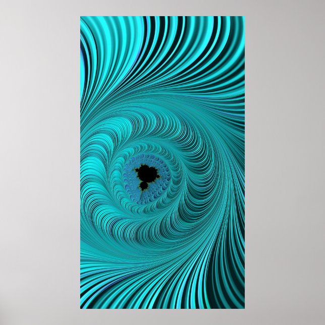 Mandelbrot Whirlpool Aqua Blue Fractal Abstrakt Poster (Framsidan)