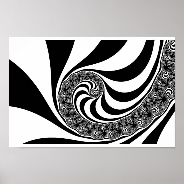 Mandelbrot Zebra Spiral Poster (Framsidan)
