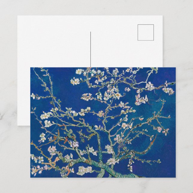 Mandelgrenar i blom (indigo) | Van Gogh | Vykort (Fram/baksida)