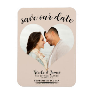 Mandelkrém Hjärtformat Foto Bröllop Save the Date Magnet
