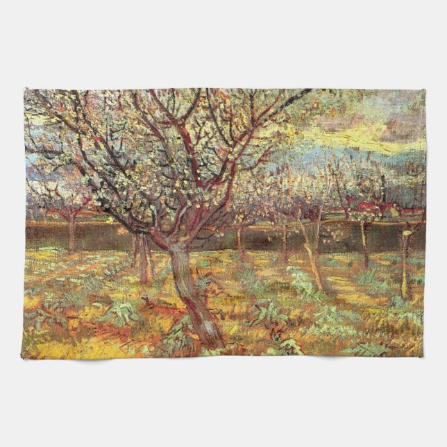 Mandelträd i blomning av Vincent van Gogh Kökshandduk (Horisontell)