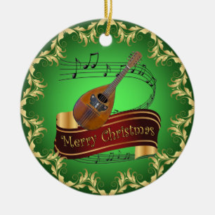 Mandolin 02 ~ Musical Rulla ~ God jul ~ Julgransprydnad Keramik