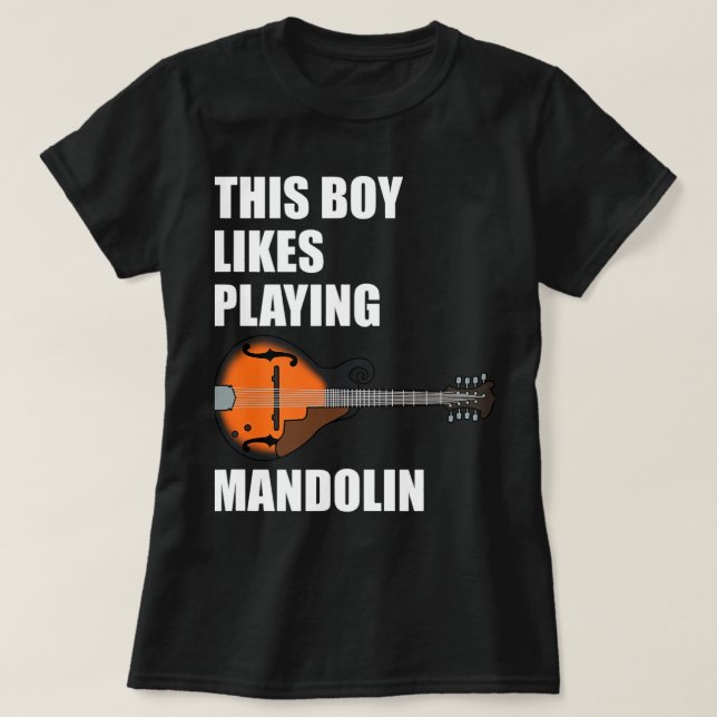 Mandolin Älskare Boy Likes Mandolin Funny Mando T Shirt (Design framsida)