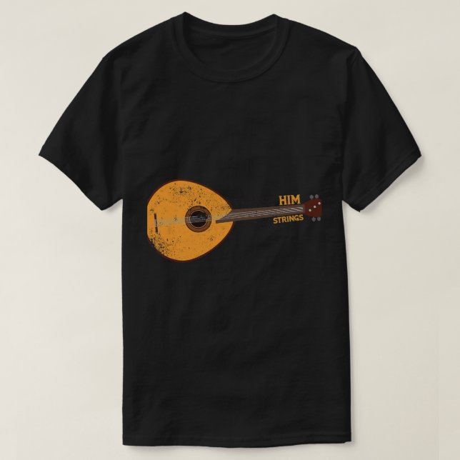 Mandolin Älskare höjer honom med strängarna PSALM  T Shirt (Design framsida)