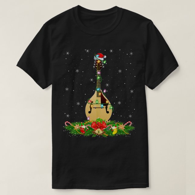 Mandolin Älskare Music Älskare Lighting Julafton S T Shirt (Design framsida)