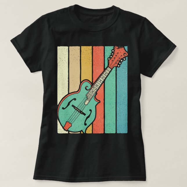 Mandolin Älskare Player Funky Retro Bluegräs Mando T Shirt (Design framsida)