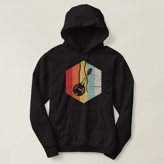 Mandolin Älskare Retro Vintage Mandolin Hoodie (Design framsida)