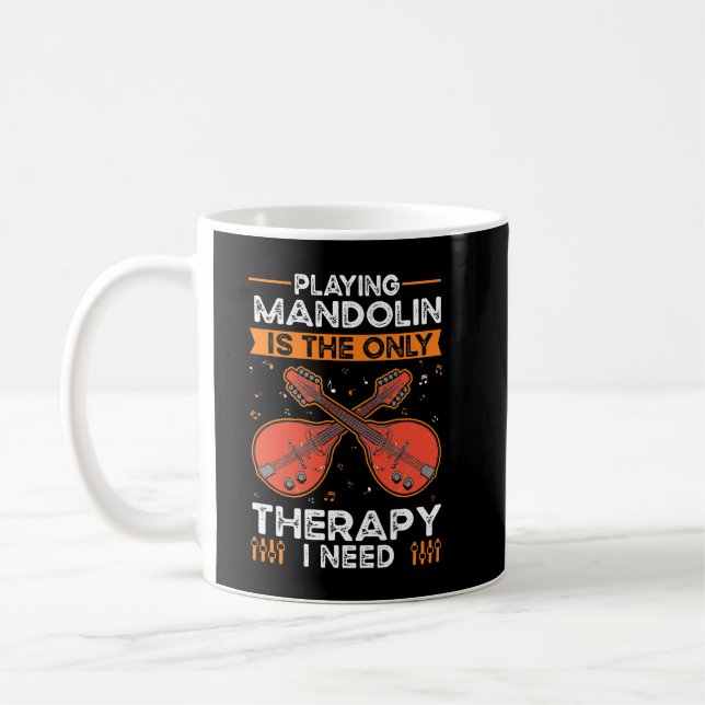 Mandolin Älskare Therapy Mandolinist Mandolin Kaffemugg (Vänster)
