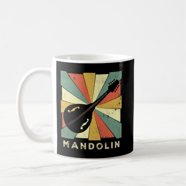 Mandolin Älskare Vintage Mandolin Player Music Ret Kaffemugg (Vänster)