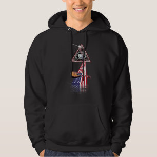 Mandolin Älskare Vintage Retro Prism US Flagga Man Hoodie