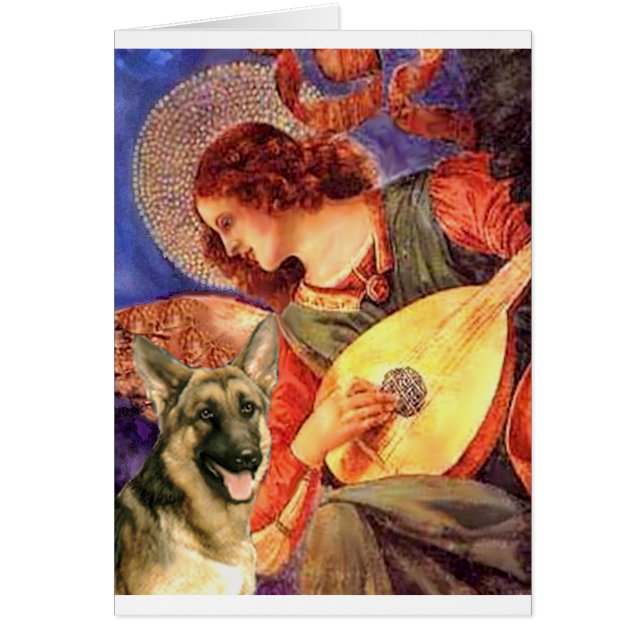 Mandolin Angel - Tysk Schäferhund 2 Hälsningskort (Framsidan)