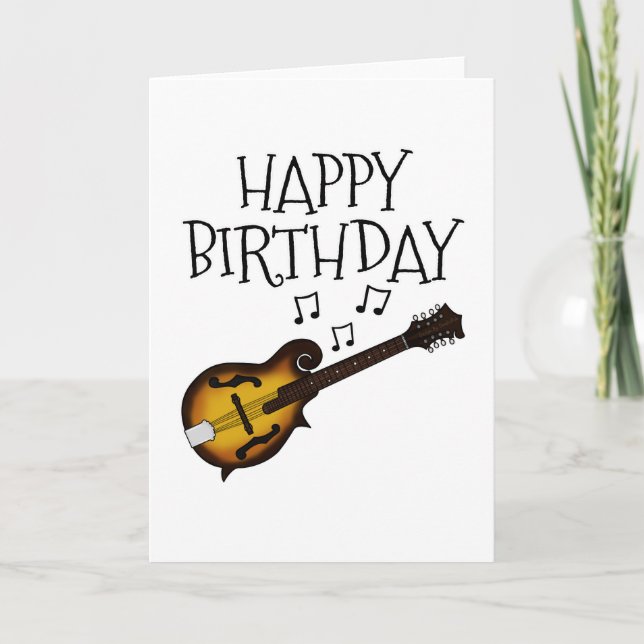 Mandolin Birthday Card Mandolinist Musician Tack Kort (Framsida)