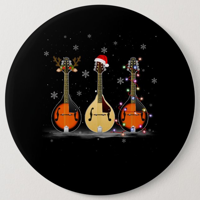Mandolin Instrument Reindeer Santa Light Knapp (Framsida)