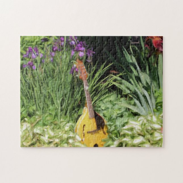 Mandolin Iris Blomsterträdgård Photo Painting Pussel (Horisontell)