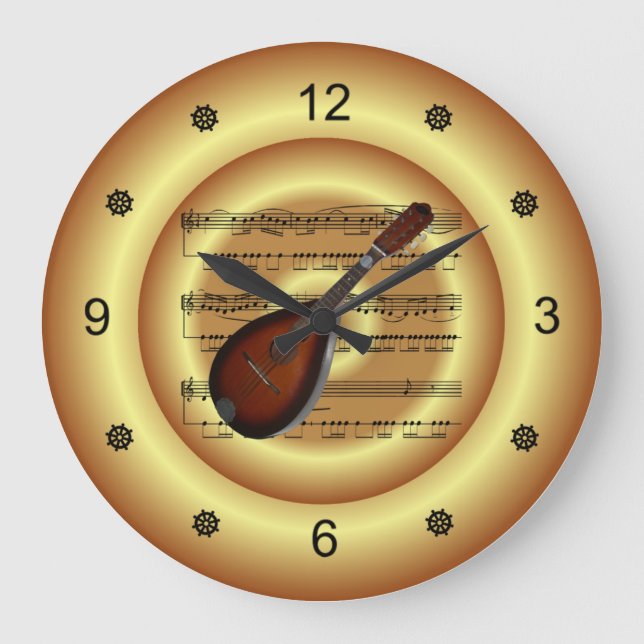 Mandolin ~ Lakan Music ~ Guld Background ~  Stor Klocka (Framsida)